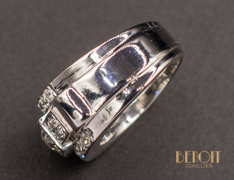 Bague Tank Diamants Platine