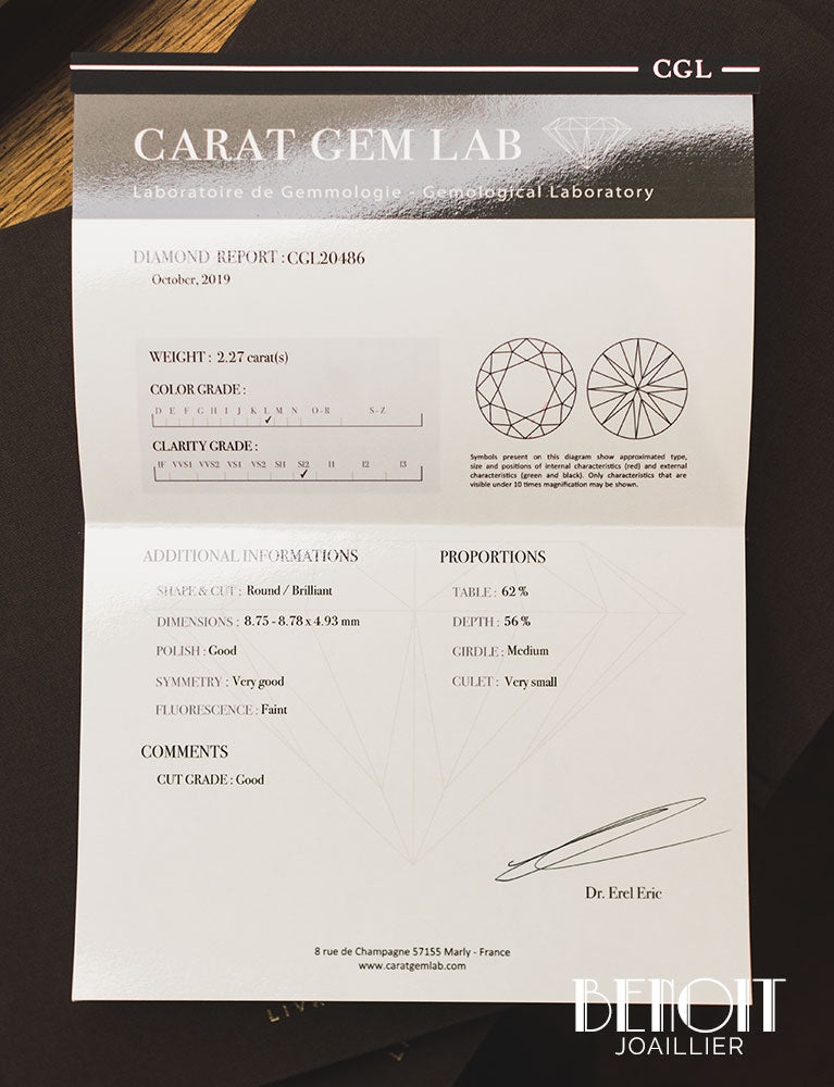 Solitaire Diamant 2,27ct L-SI2