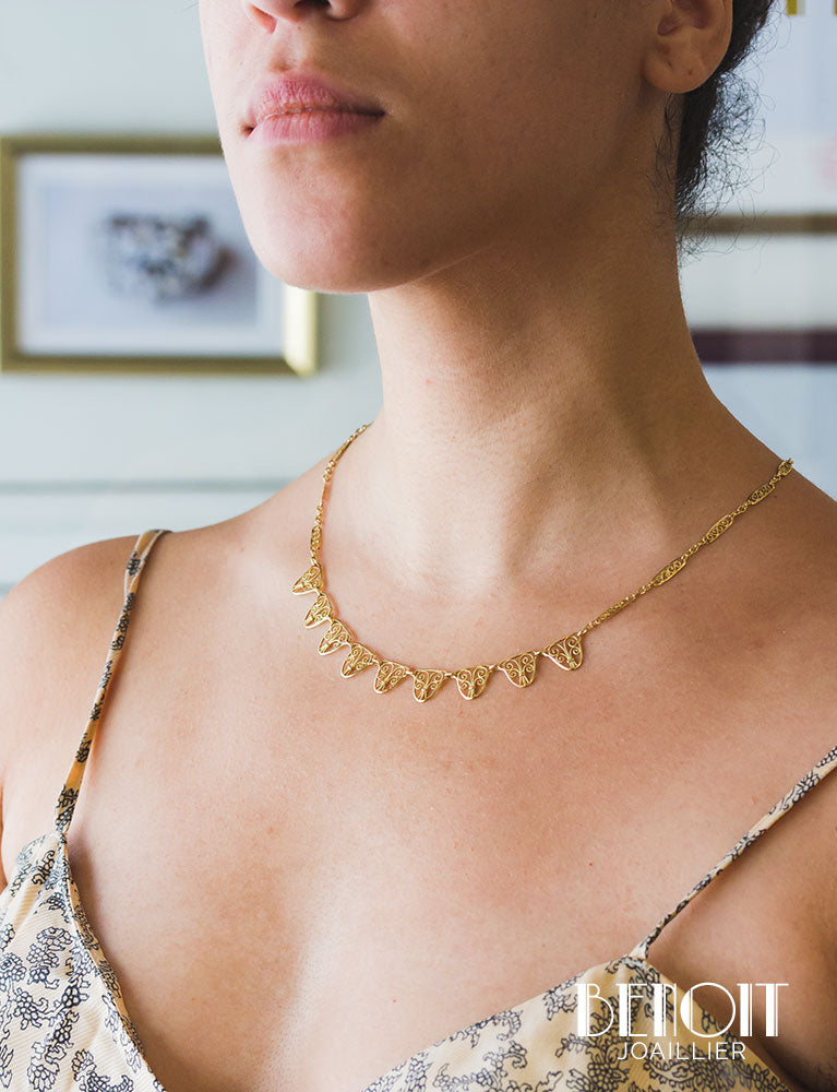 Collier Draperie Or Jaune
