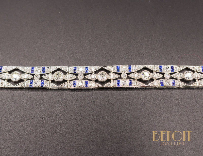 Bracelet Art Déco Diamants Saphirs