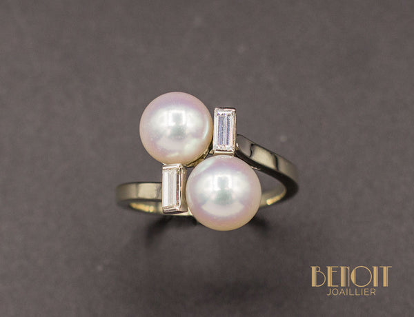 Bague Toi et Moi Perles Diamants