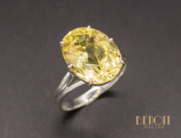 Bague Citrine Or Blanc