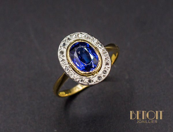 Bague Ancienne Saphir Diamants
