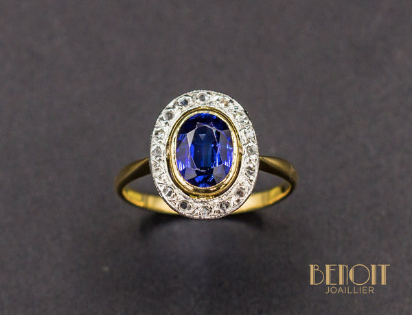 Bague Ancienne Saphir Diamants
