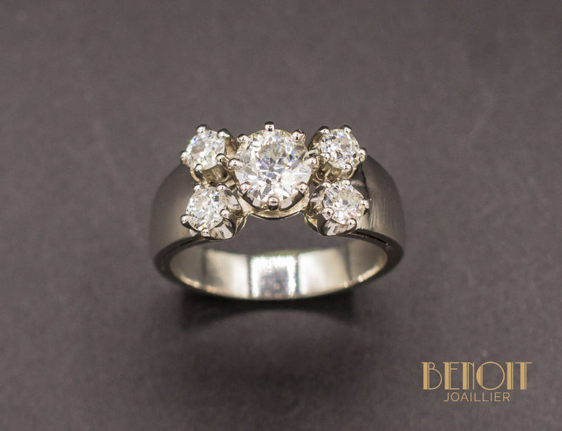 Bague 5 Diamants Platine