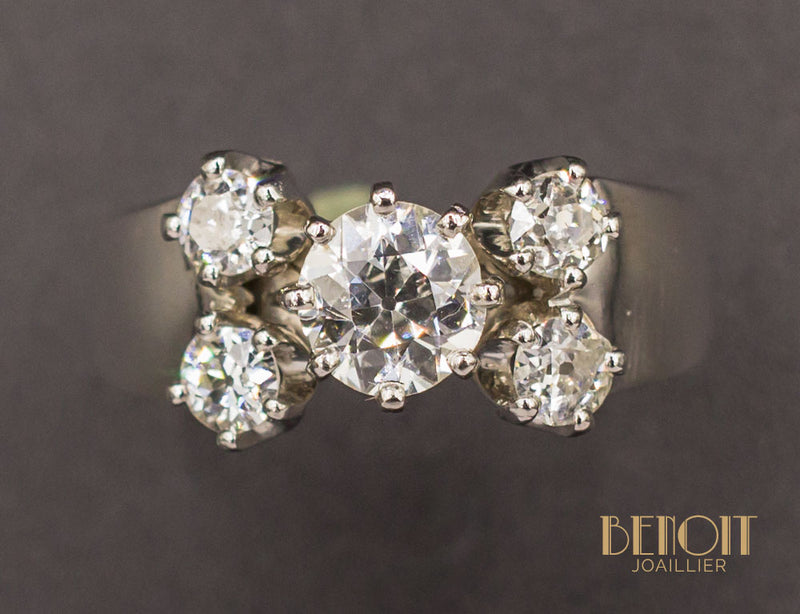 Bague 5 Diamants Platine