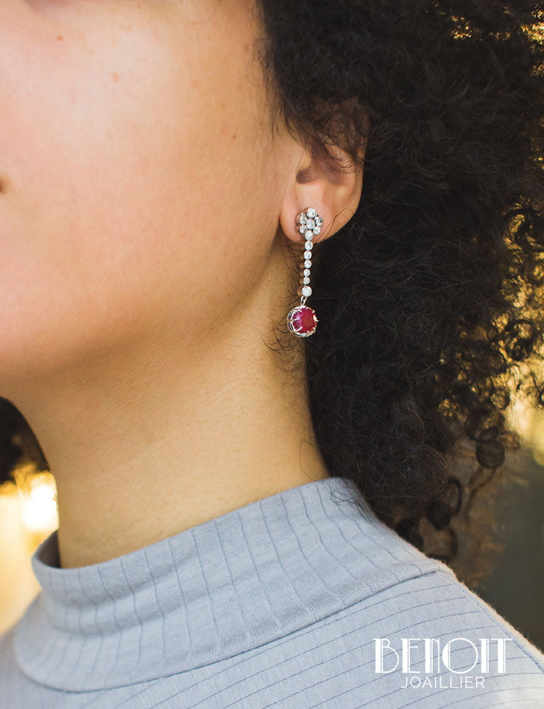 Boucles Pendentifs Rubis et Diamants