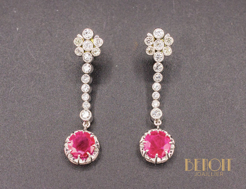 Boucles Pendentifs Rubis et Diamants