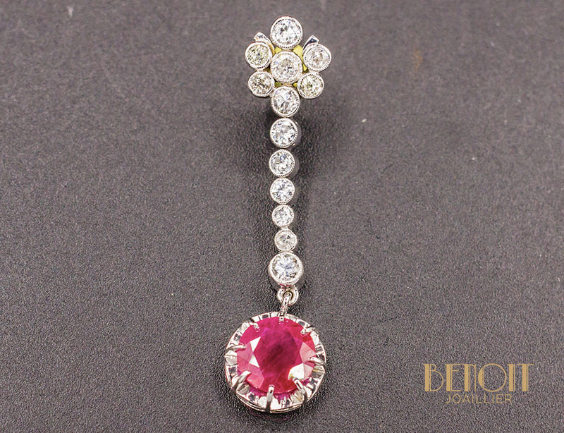 Boucles Pendentifs Rubis et Diamants