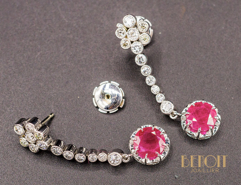 Boucles Pendentifs Rubis et Diamants