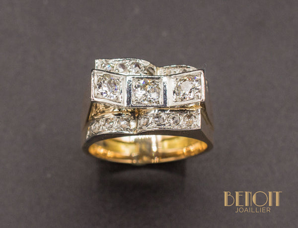 Bague Tank Or Rose Diamants