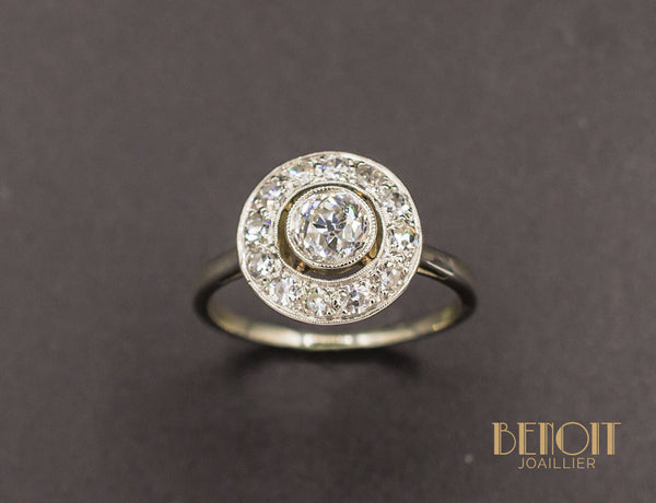 Bague Art Déco Diamant Entourage