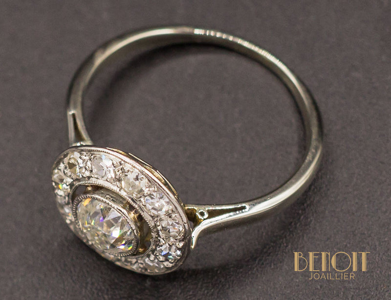 Bague Art Déco Diamant Entourage