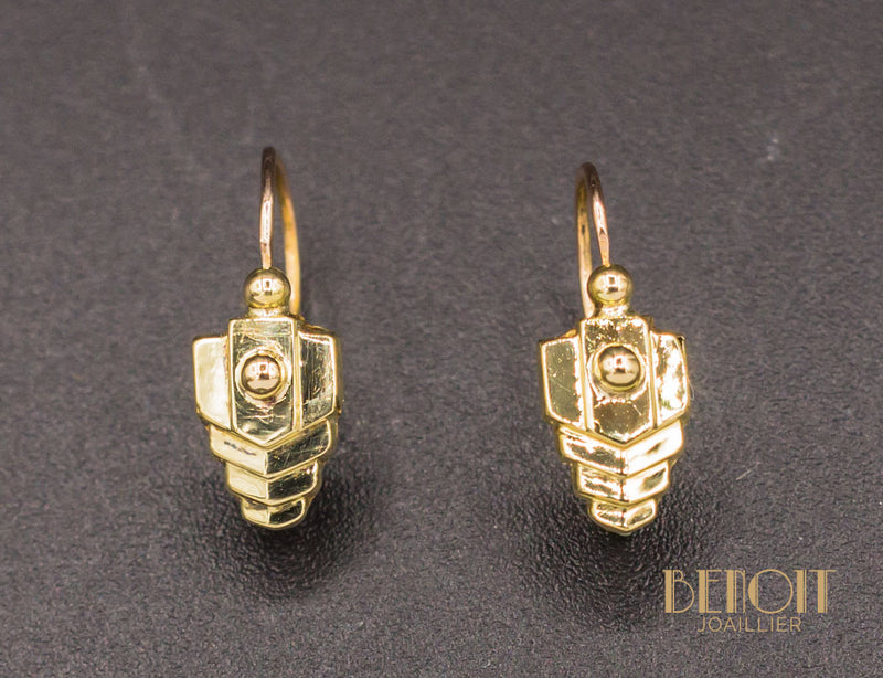 Boucles d'Oreilles Art Déco Or Jaune