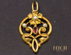Pendentif Art Nouveau Or Jaune