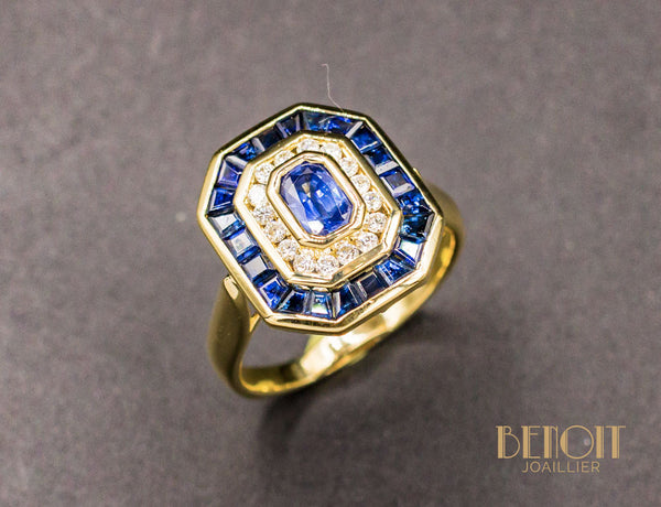 Bague Saphir Double Entourage