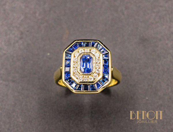 Bague Saphir Double Entourage