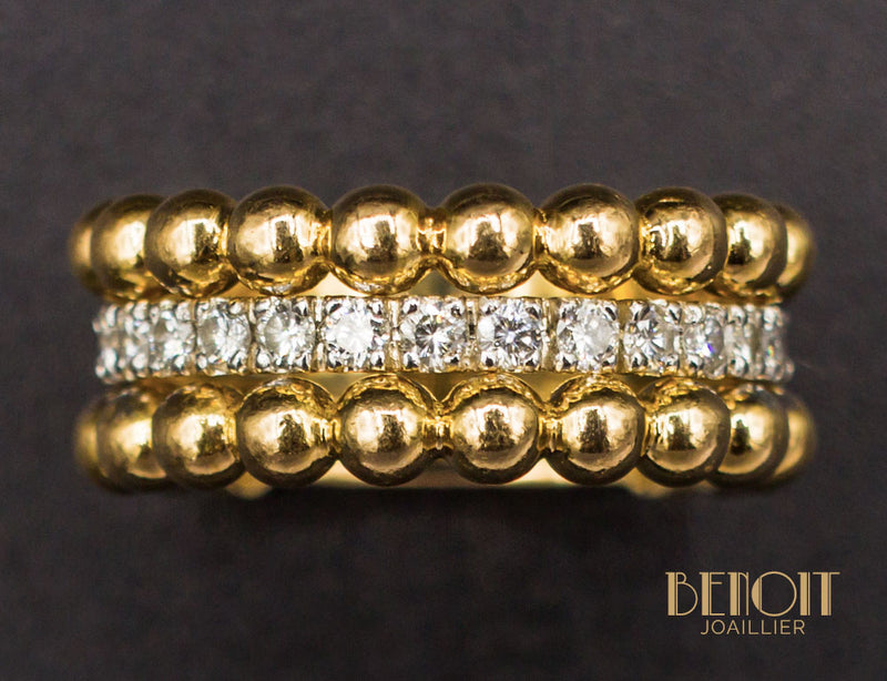 Alliance Bandeau Diamants Or Rose