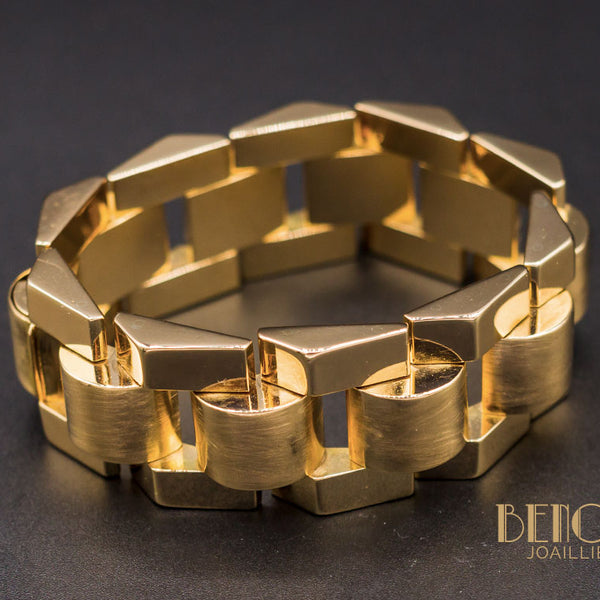 Bracelet Imposant Plaqué Or "Tank" - 103 Grammes - Occasion