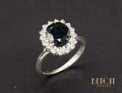 Bague Saphir Entourage Diamants