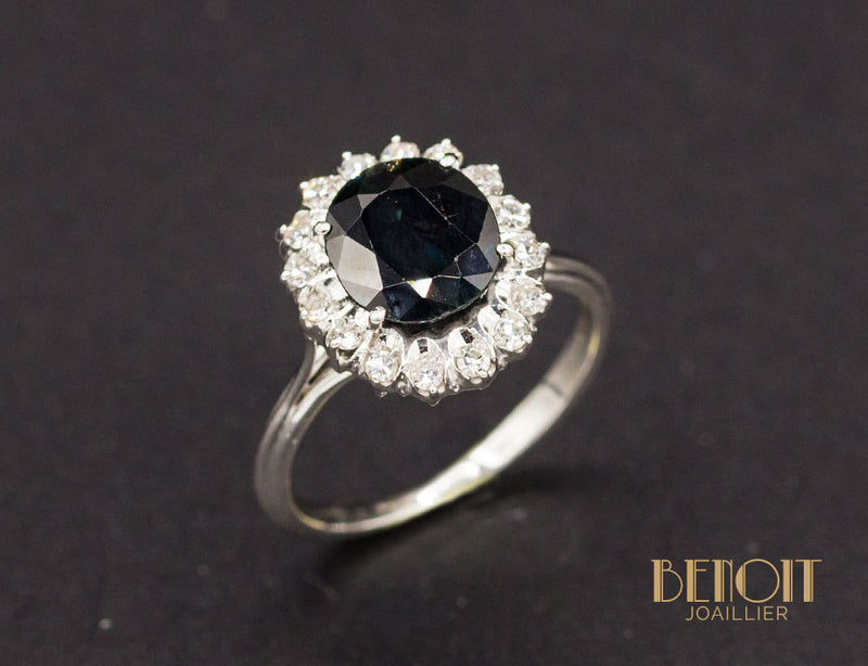 Bague Saphir Entourage Diamants