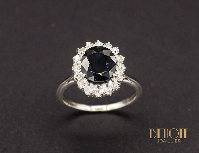 Bague Saphir Entourage Diamants