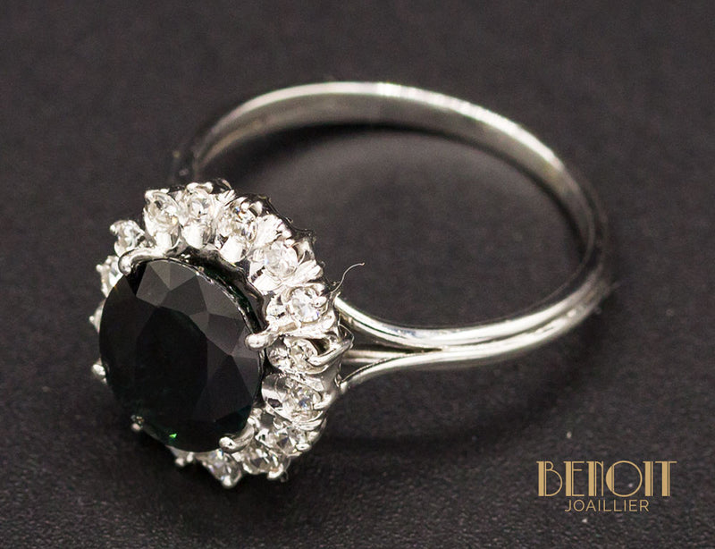 Bague Saphir Entourage Diamants