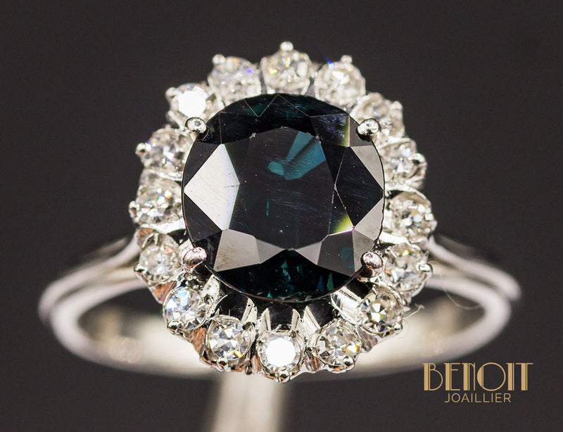 Bague Saphir Entourage Diamants