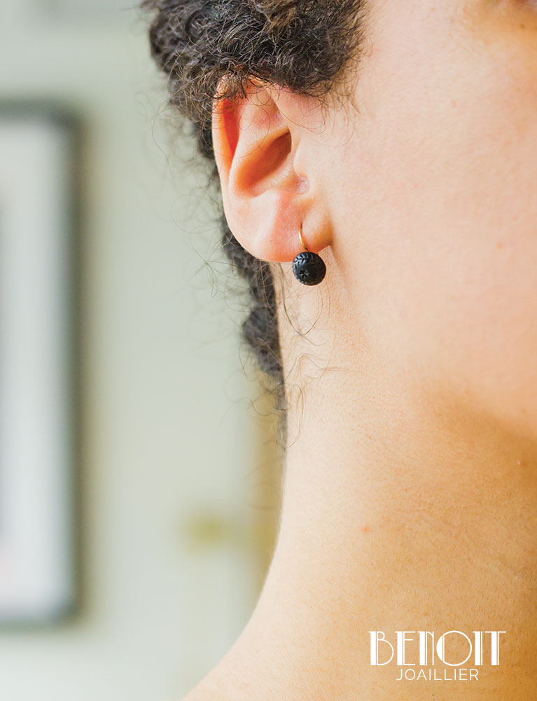 Boucles d'Oreilles Jais XIXe