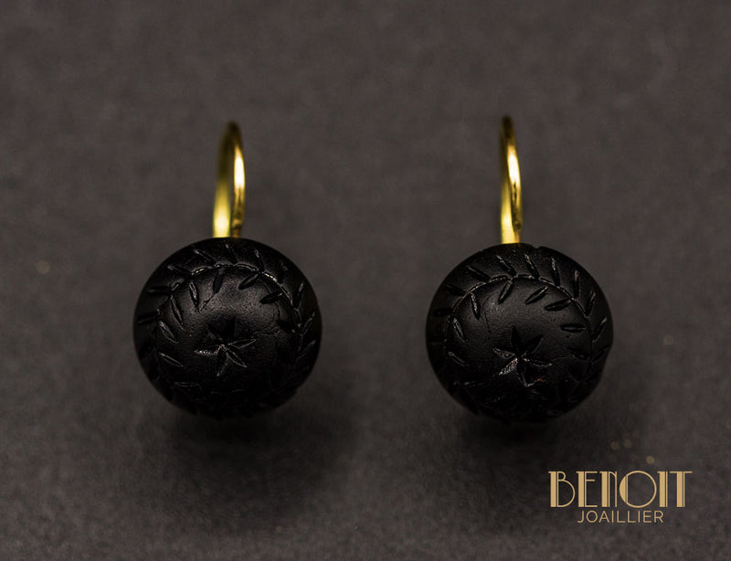 Boucles d'Oreilles Jais XIXe