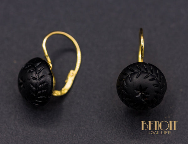 Boucles d'Oreilles Jais XIXe