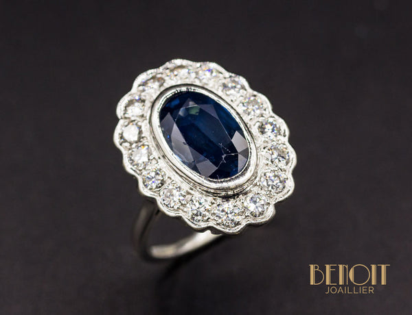 Bague Pompadour Saphir Diamants