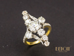 Bague Navette Diamants XIXe
