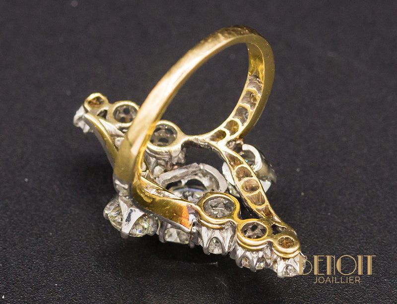 Bague Navette Diamants XIXe