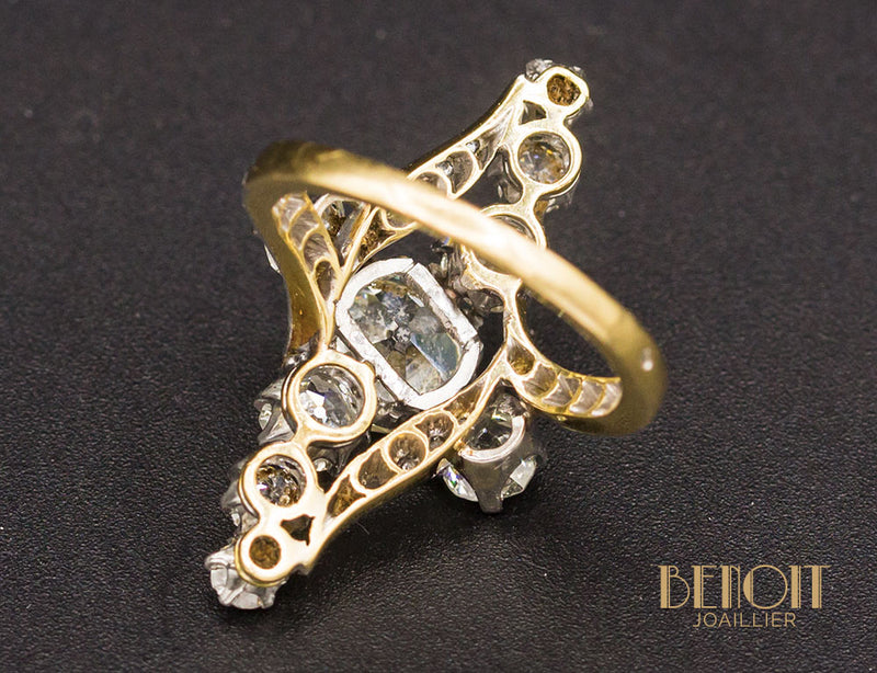 Bague Navette Diamants XIXe