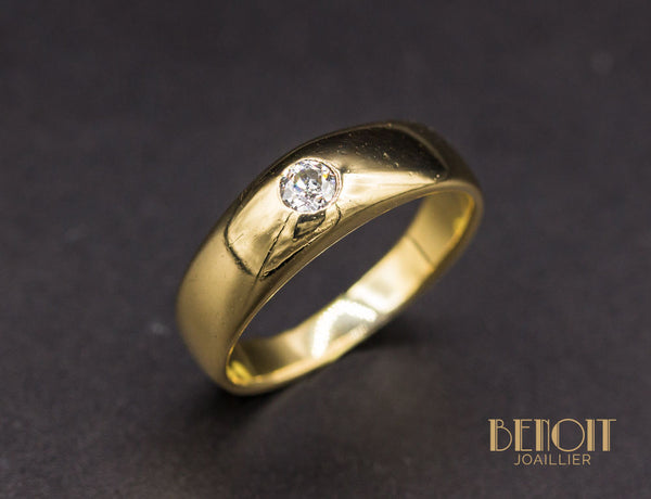 Bague Jonc Or Jaune Diamant