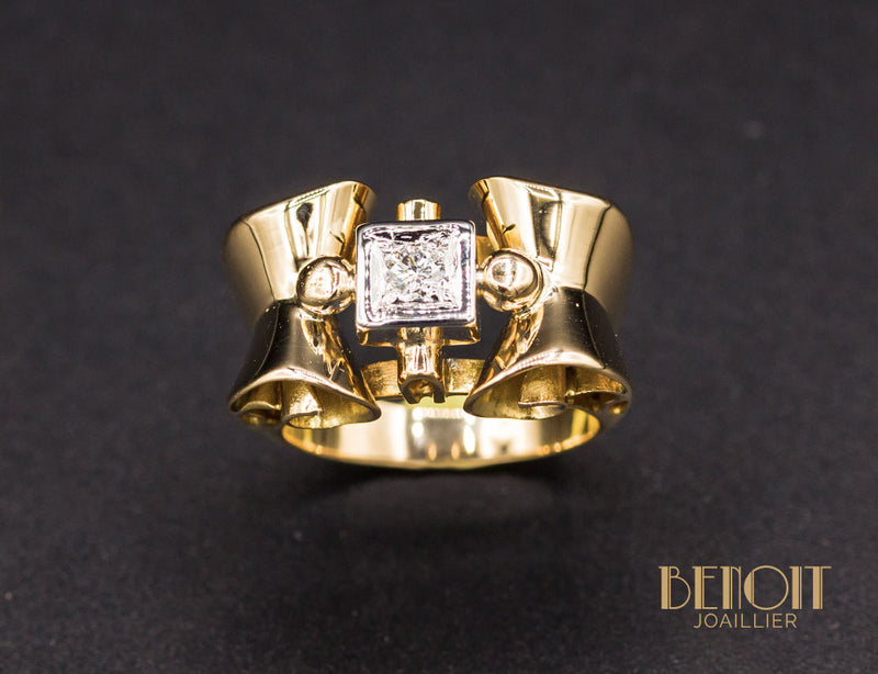 Bague 1950 Or Rose Diamant