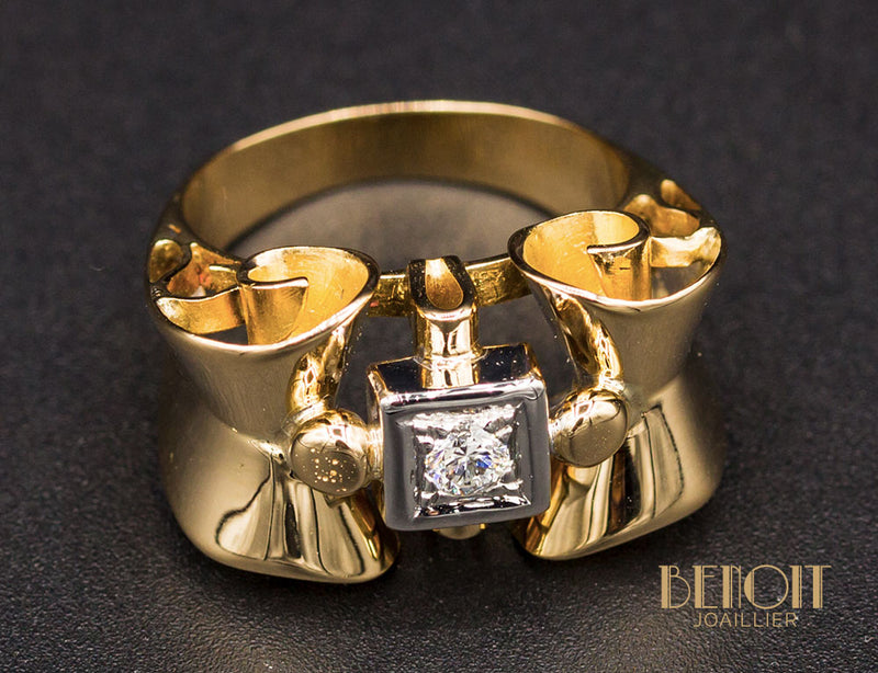 Bague 1950 Or Rose Diamant