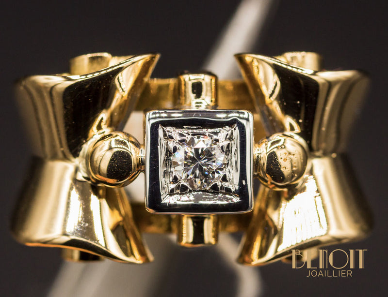 Bague 1950 Or Rose Diamant