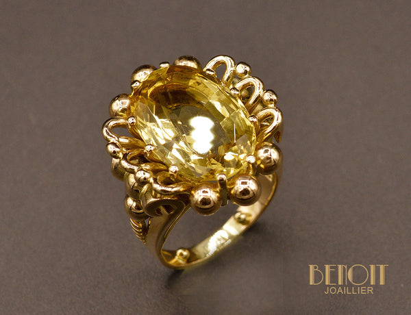 Bague Citrine Or Rose 1950