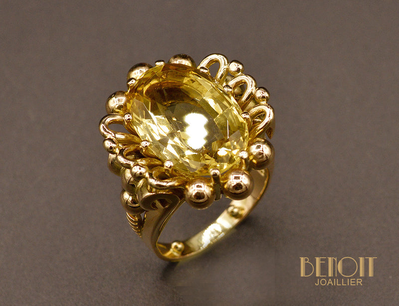 Bague Citrine Or Rose 1950