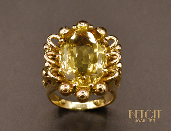 Bague Citrine Or Rose 1950