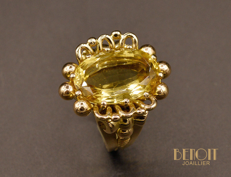 Bague Citrine Or Rose 1950