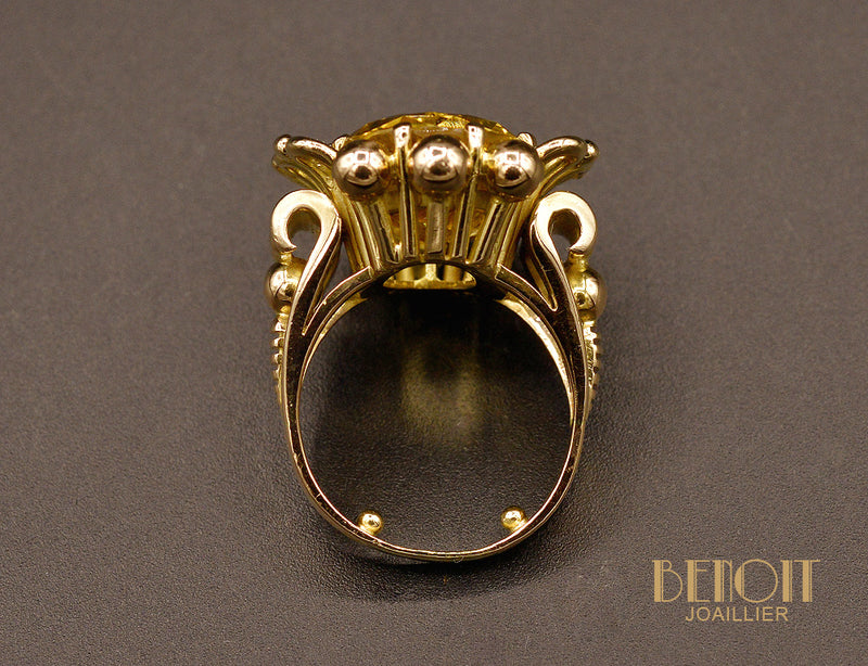 Bague Citrine Or Rose 1950