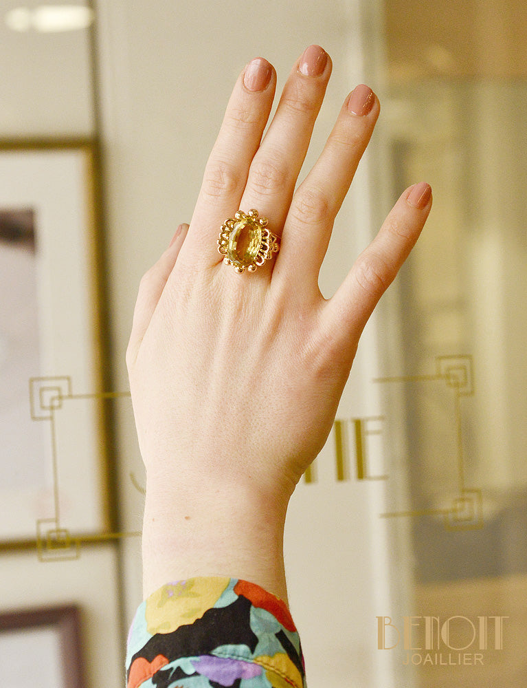 Bague Citrine Or Rose 1950
