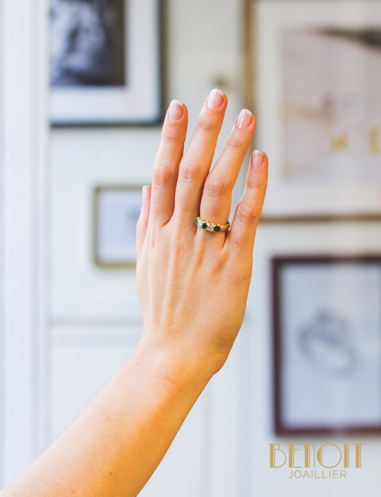 Bague Jarretière Emeraudes Diamants