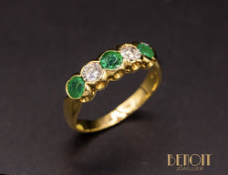 Bague Jarretière Emeraudes Diamants