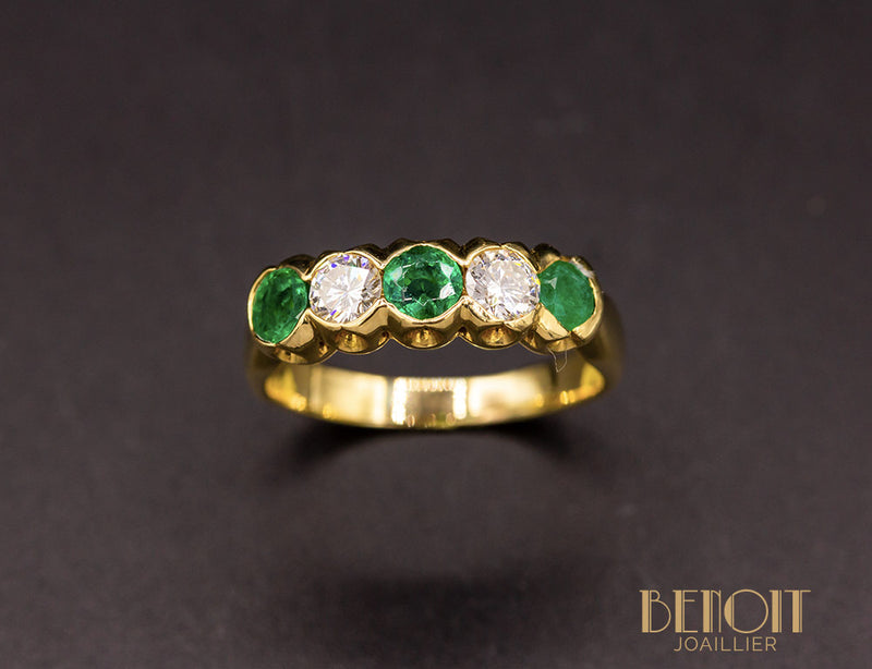 Bague Jarretière Emeraudes Diamants