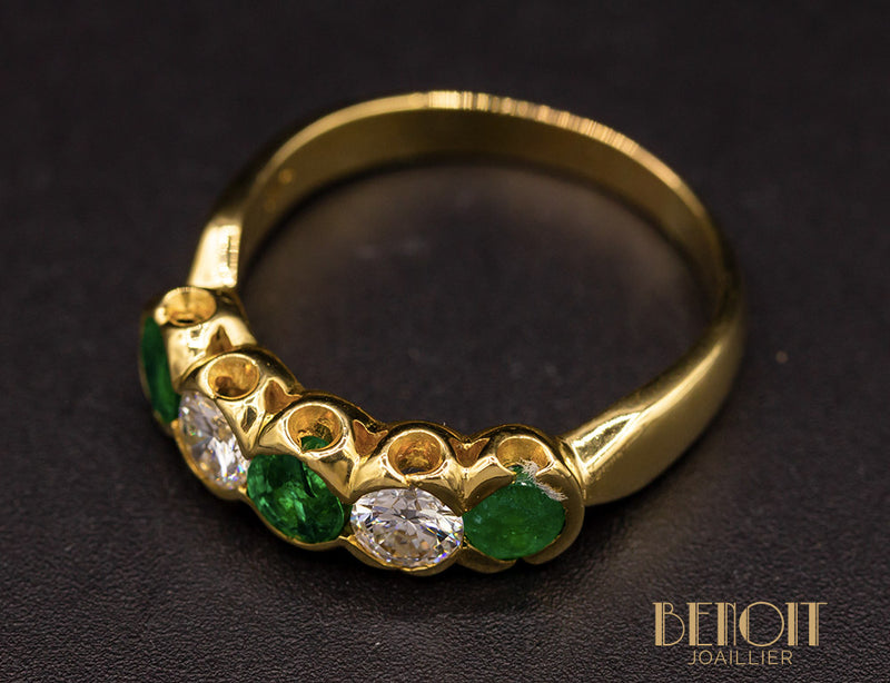Bague Jarretière Emeraudes Diamants