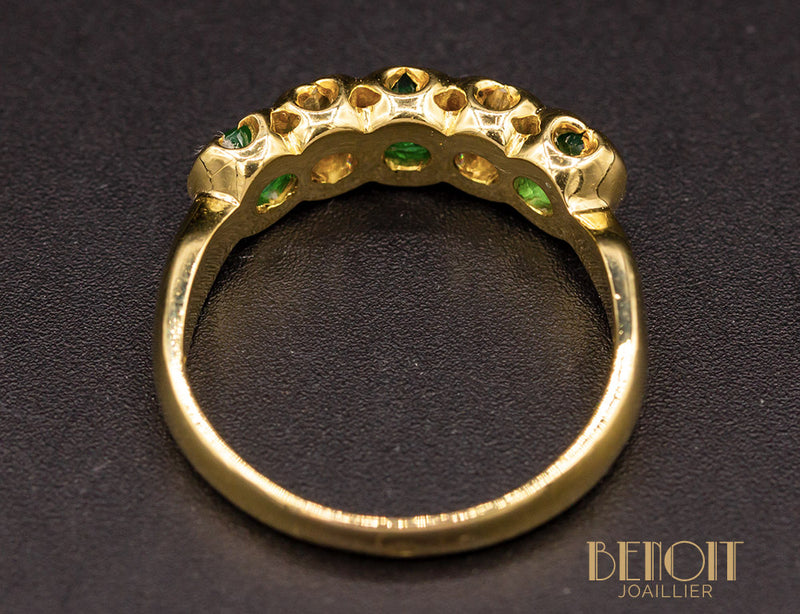 Bague Jarretière Emeraudes Diamants